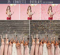 25张高清的彩纸飘落效果图片：25 Confetti Photoshop Overlays